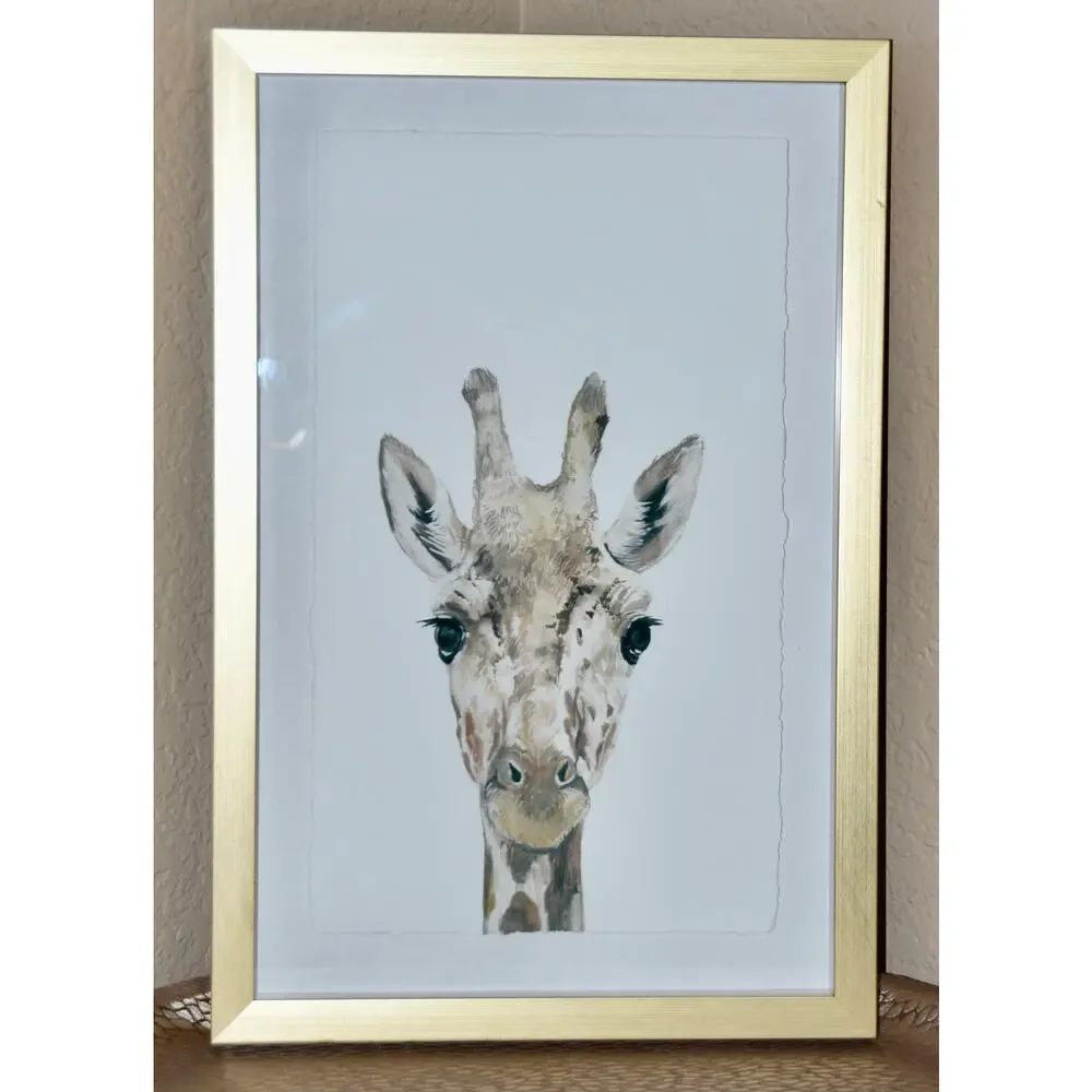 Marmont Hill Cheeky Giraffe Watercolor Floating Framed Wall Art Print